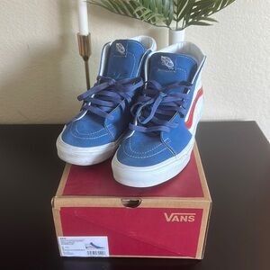 Vans High Tops. Sport Pop Vallartbl/Red Size 10. Worn twice. WHITE BLUE,RED LINE